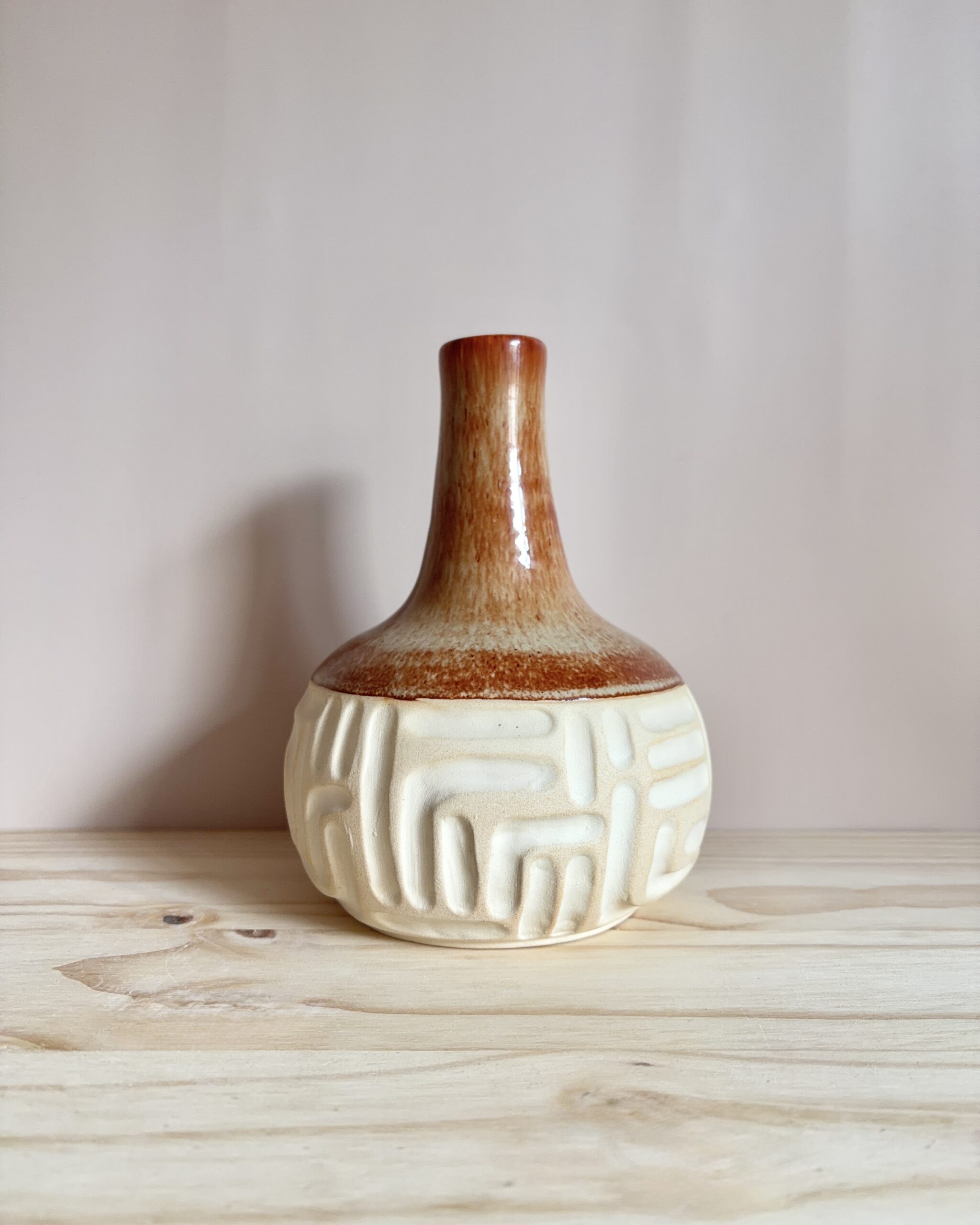 Carved Clay Bud Vase - Image 4
