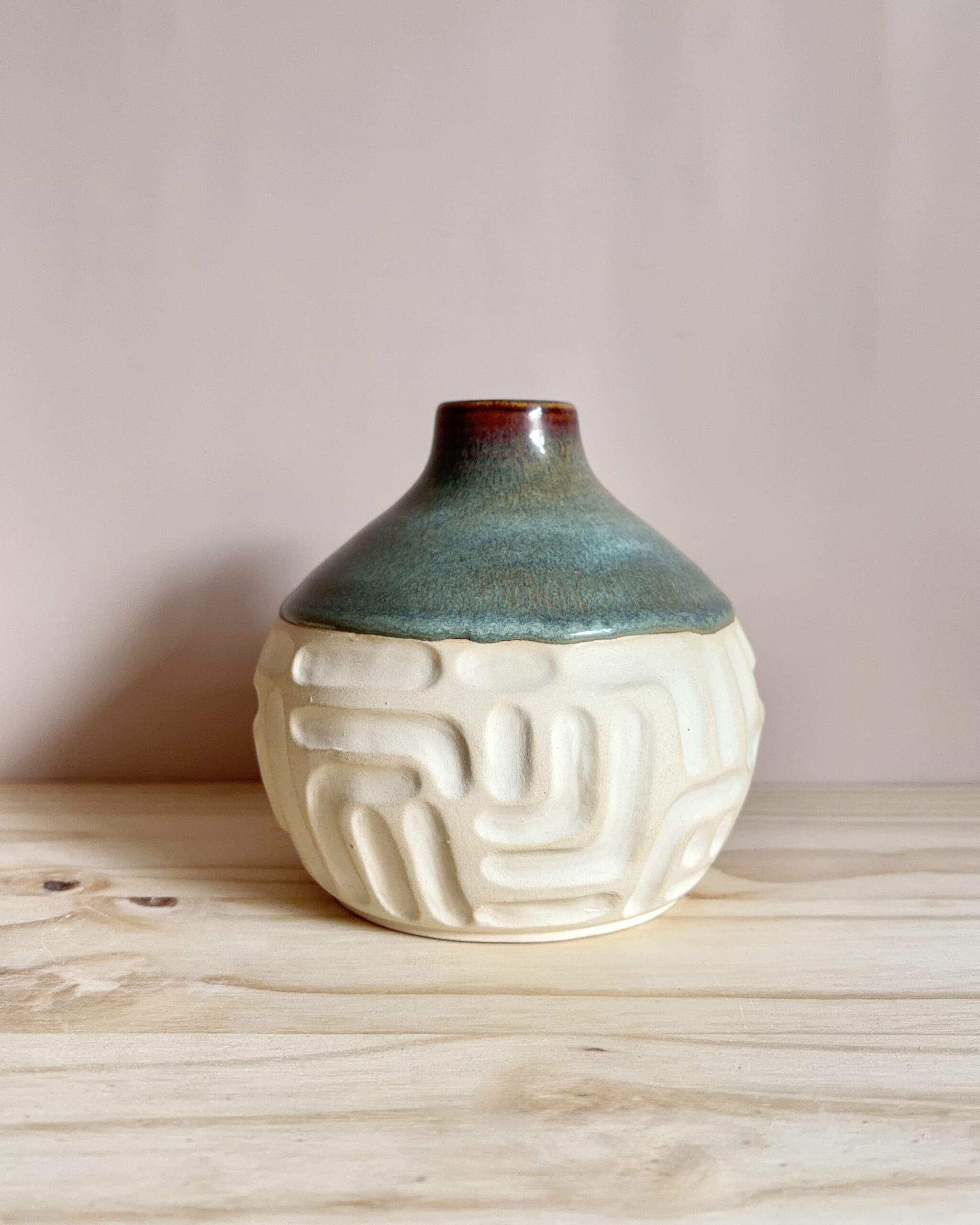 Carved Clay Bud Vase - Image 3