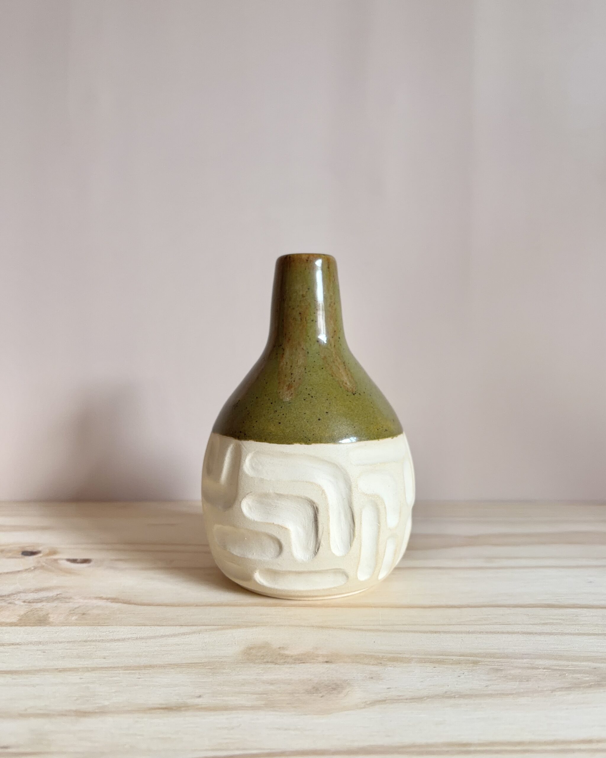Carved Clay Bud Vase - Image 2