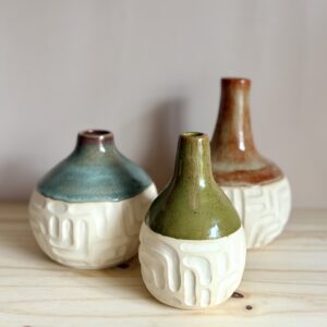 Carved Clay Bud Vase
