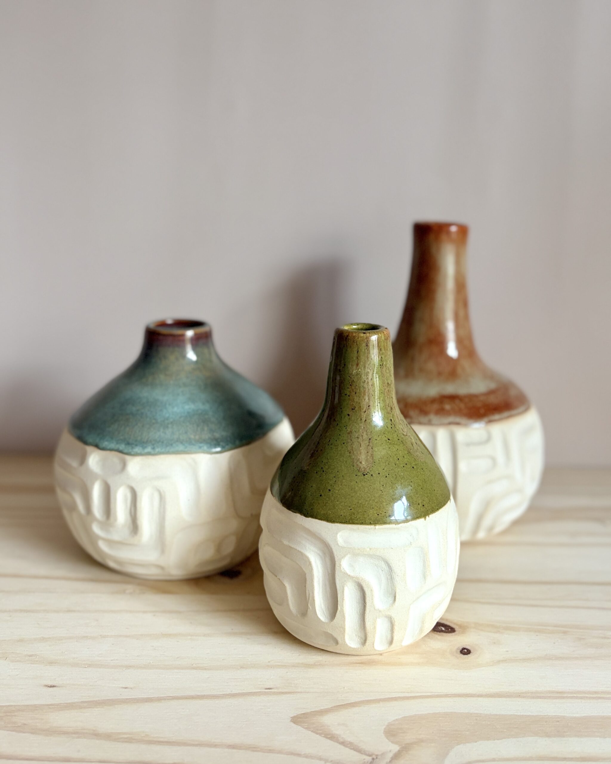 Carved Clay Bud Vase